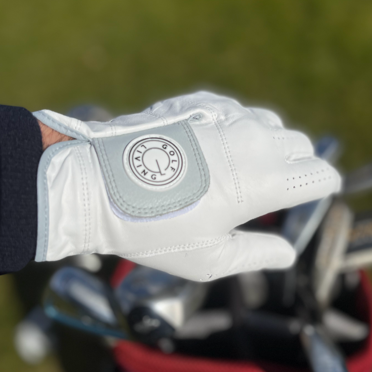 Golfhandske - Mænd klassisk hvid m/grå klap