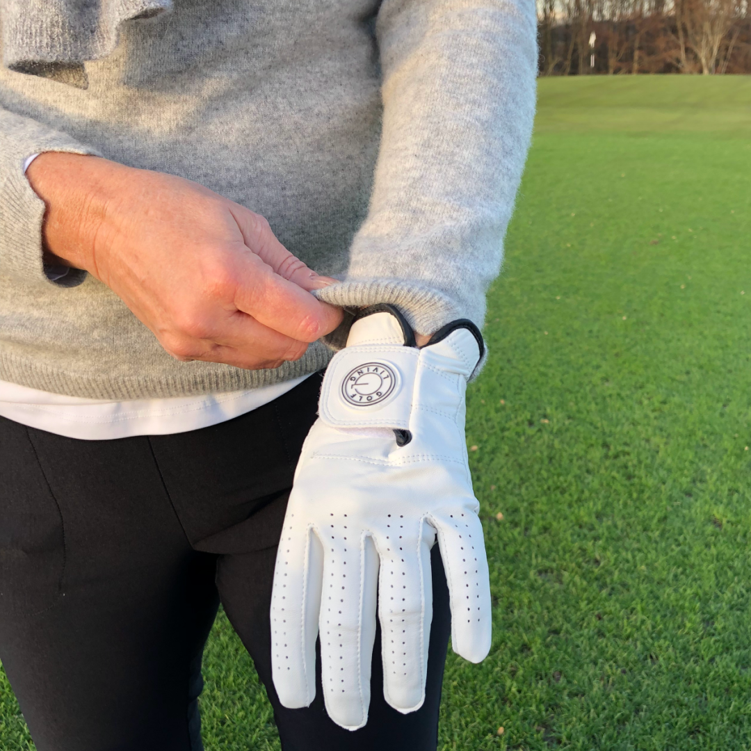 Golfhandske - Kvinder klassisk hvid m/sort kant
