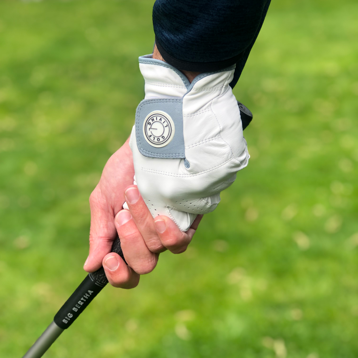 Golfhandske - Mænd klassisk hvid m/blålig klap