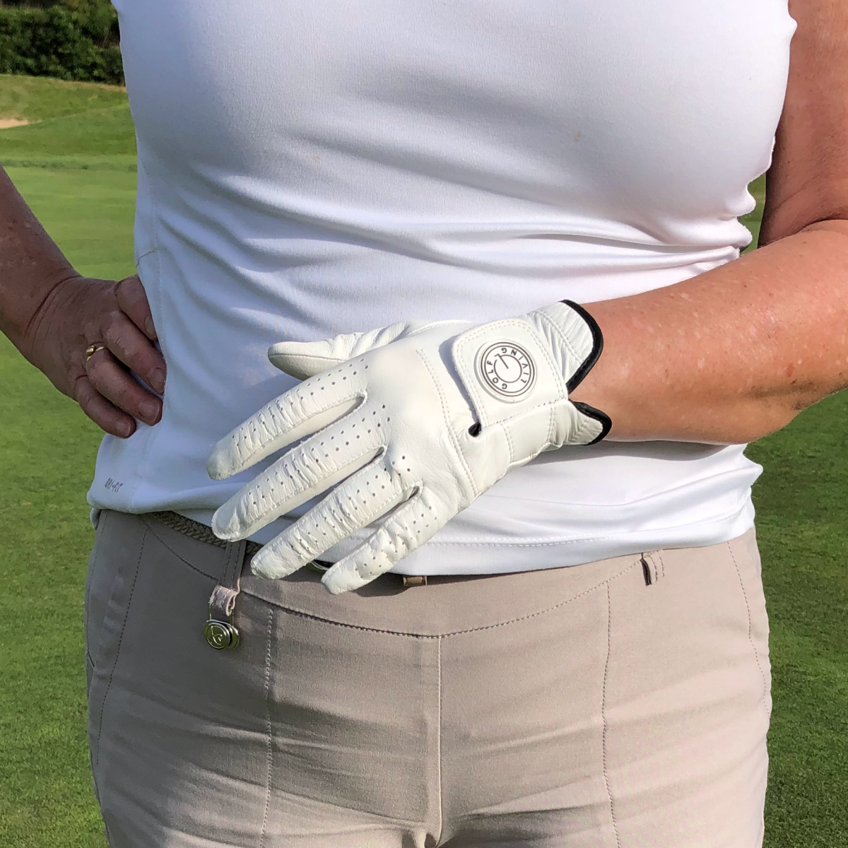 Golfhandske - Kvinder klassisk hvid m/sort kant