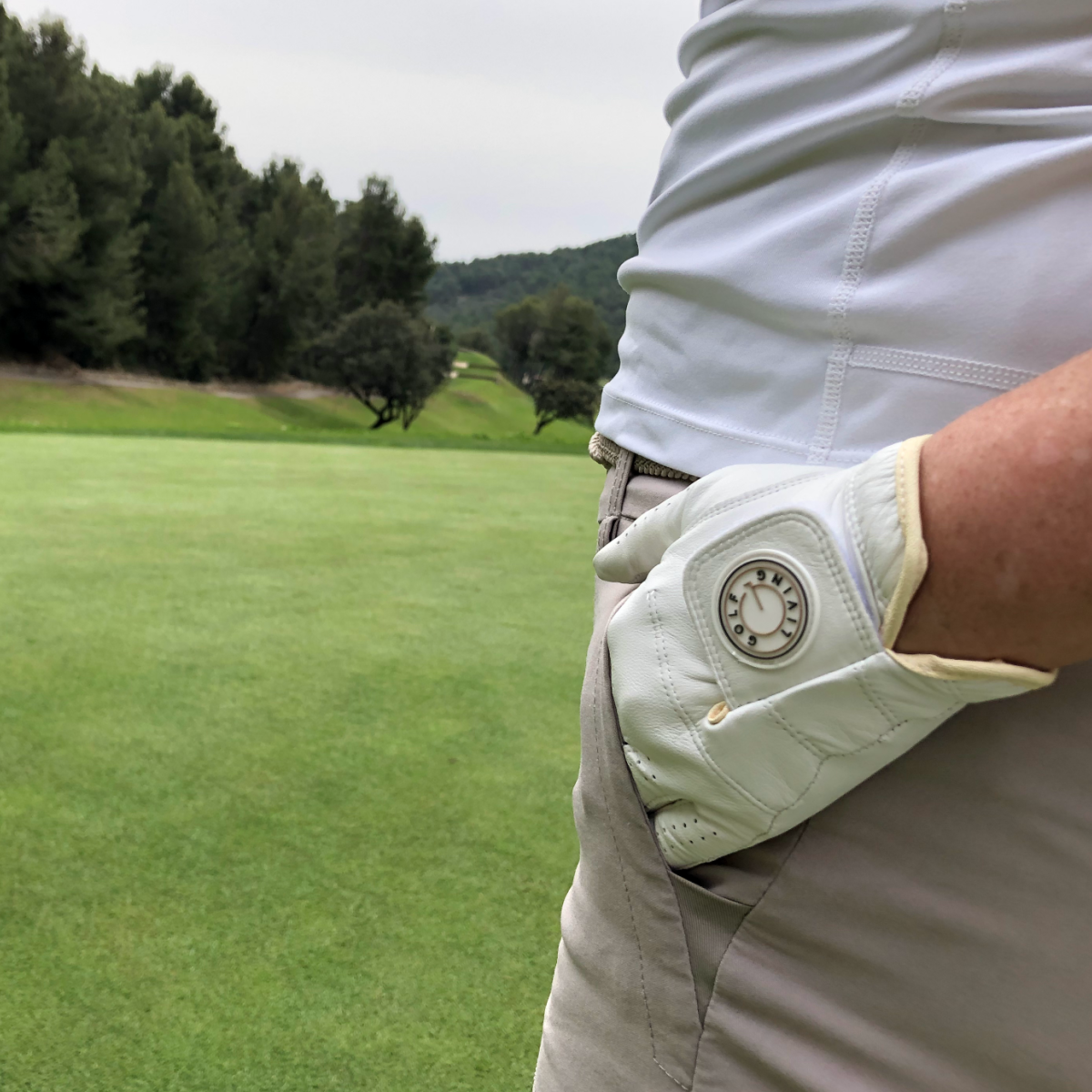 Golfhandske - Kvinder klassisk hvid m/beige kant