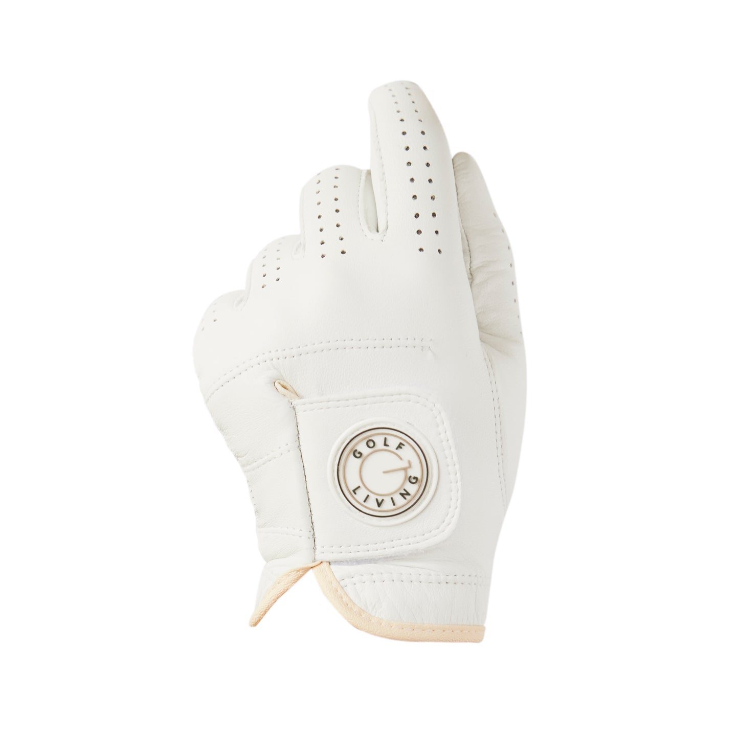 Golfhandske - Mænd klassisk hvid m/beige kant