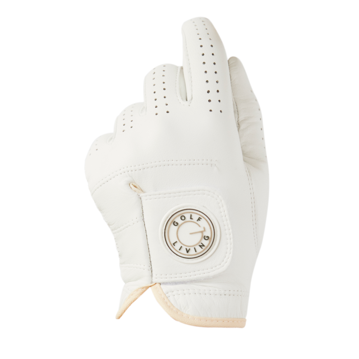 Golfhandske - Kvinder klassisk hvid m/beige kant