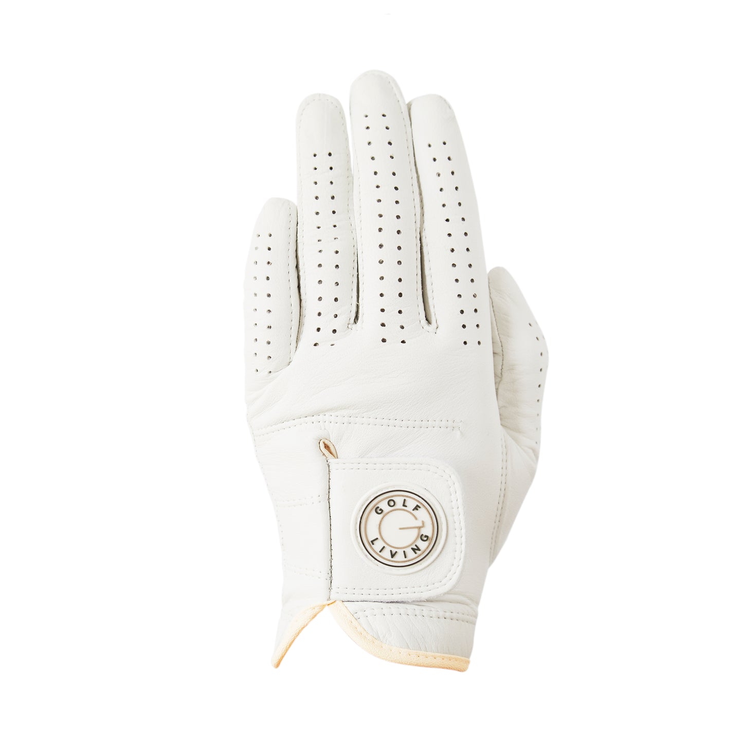 Golfhandske - Mænd klassisk hvid m/beige kant