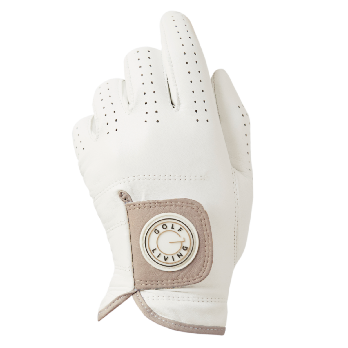 Golfhandske - Mænd klassisk hvid m/beige klap