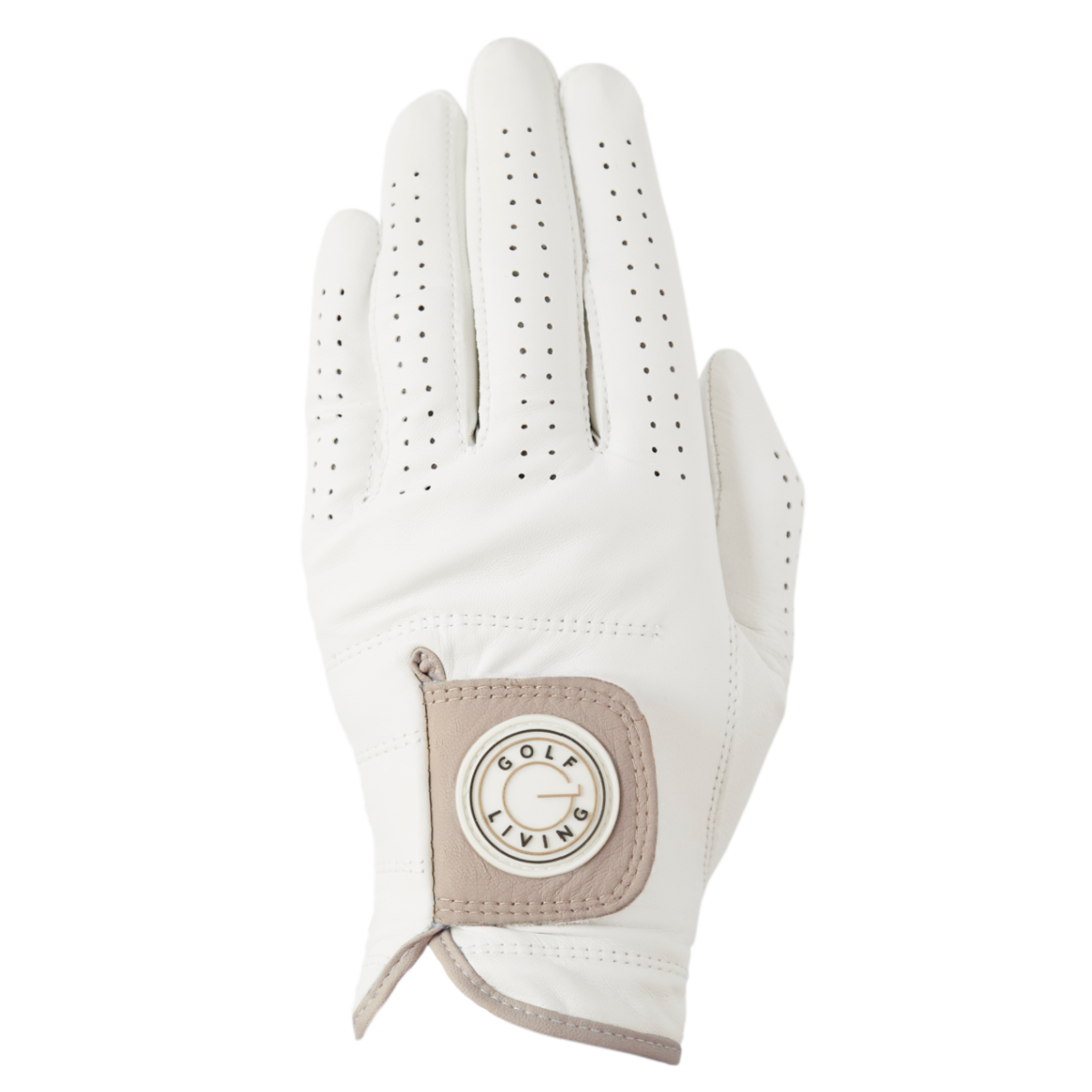 Golfhandske - Kvinder klassisk hvid m/beige klap