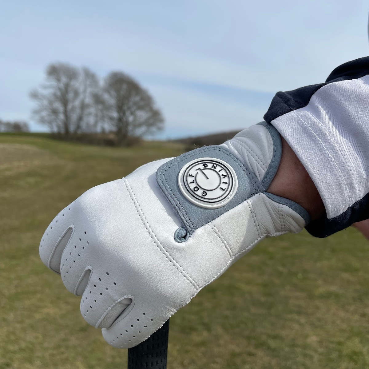 Golfhandske - Kvinder Klassisk hvid m/blålig klap