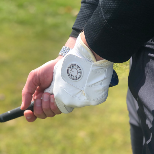 Golfhandske - Mænd klassisk hvid m/beige kant