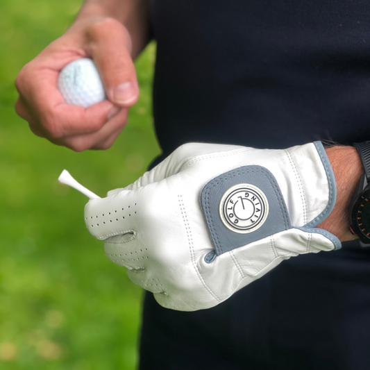 Golfhandske - Mænd klassisk hvid m/blålig klap