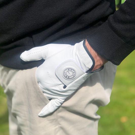 Golfhandske - Mænd klassisk hvid m/sort kant