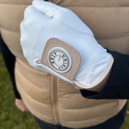 Golfhandske - Kvinder klassisk hvid m/beige klap