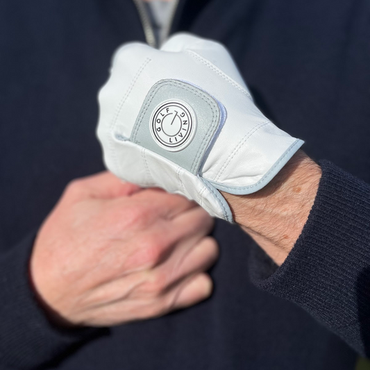 Golfhandske - Mænd klassisk hvid m/grå klap